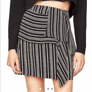 Zara Basic Asymmetrical Striped Mini Skirt